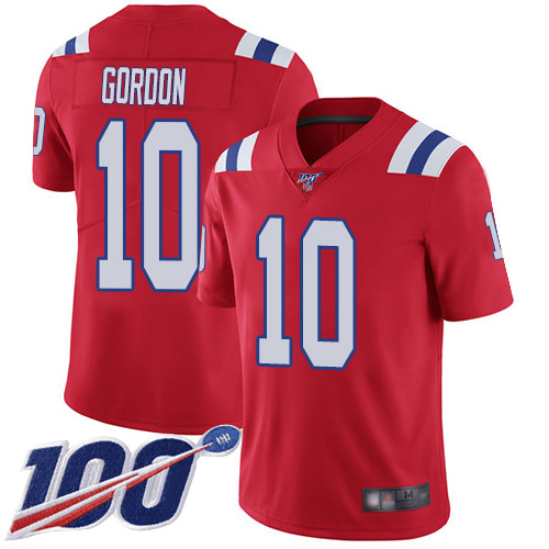 New England Patriots Football #10 Vapor Untouchable 100th Season Limited Red Men Josh Gordon Alternate NFL Jersey